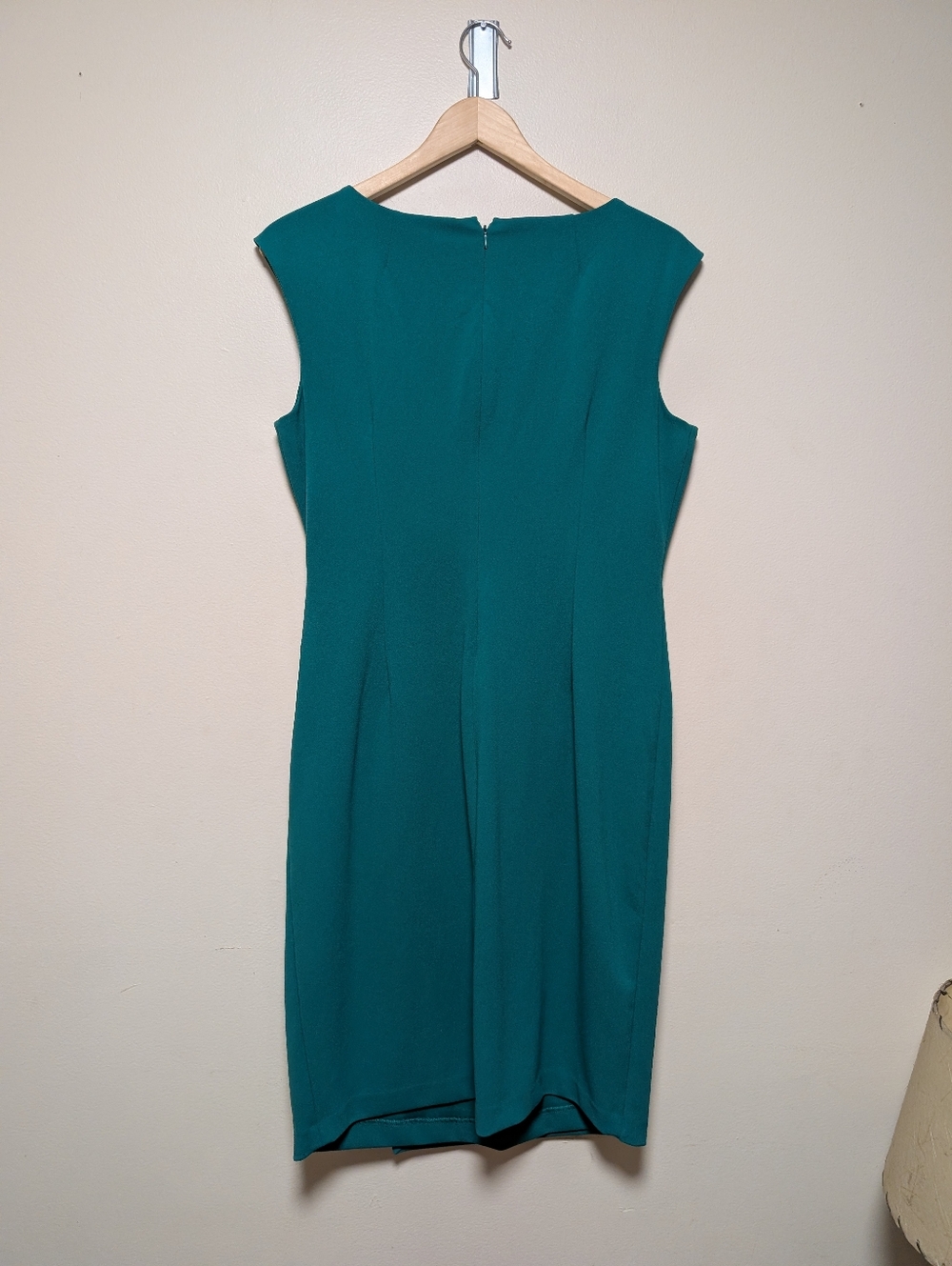 Calvin Klein Sheath Dress Green Size 12 Ruched Midi Career - Picture 7 of 7